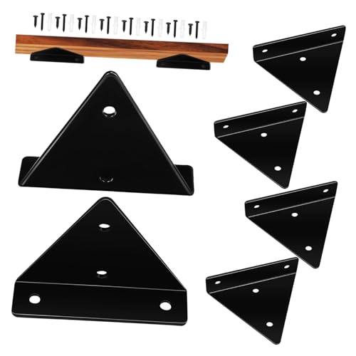 Yardenfun 6 Stück Teiliges Schwarze Dreieck Regalhalter aus Robustem Schmiedeeisen Unsichtbare Wandhalterung mit Hoher Tragkraft für Platzsparende Wandregale Montagematerial von Yardenfun