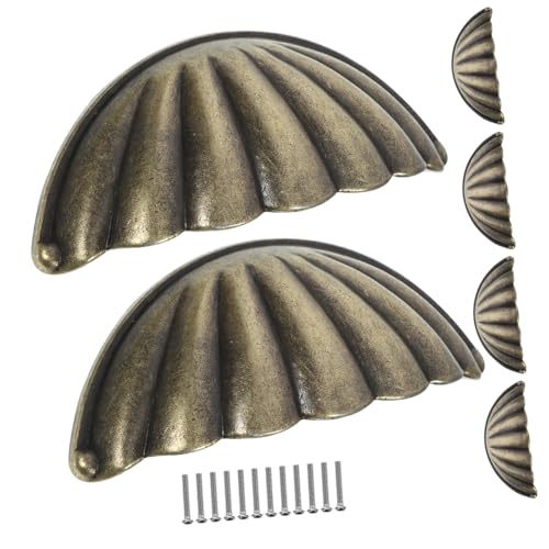 Yardenfun 6 Stück Vintage Schrankgriffe Halbrund Muschel Design Möbelknöpfe aus Langlebigem Bronze für Küchenschubladen und Möbel Home Decor Griff Ersatz von Yardenfun
