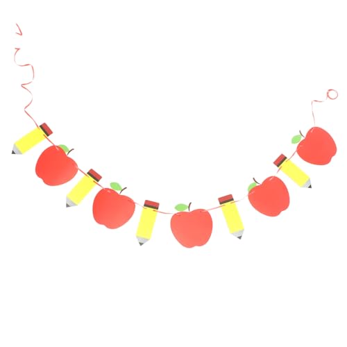 Yardenfun Back To School Banner Teilig mit Apfel und Bleistift Schulklassenzimmer Deko für Willkommens und Schulanfangsparty Einfache Montage Vielseitig für Schule und Zuhause von Yardenfun