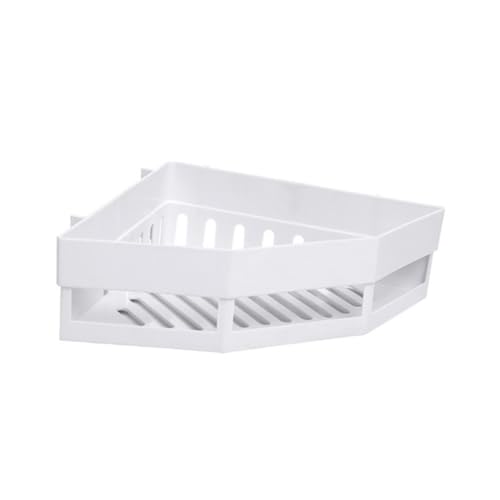 Yardenfun Badezimmer Eckregal Weiß Wandmontage Duschablage Ohne Bohren Dreieckiges Badregal Mit Ablagekorb Wasserabfluss Für Seife Shampoo Lotion Platzsparender Organizer Für Badezimmer von Yardenfun