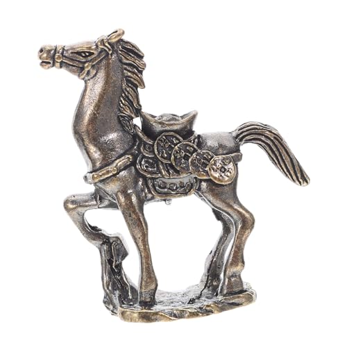 Yardenfun Brass Horse Figurine Year of The Horse Feng Shui Tea Pet Ornament for Wealth Luck Home Office Desk Decoration von Yardenfun