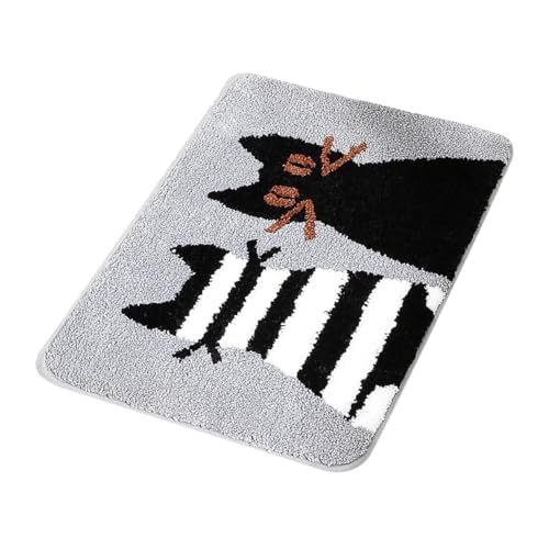 Yardenfun Cartoon Katzen Badematte Rutschfester Badezimmerteppich mit Wasseraufnahme Weiche Mikrofaser Fußmatte als Badvorleger Moderne Dekorative Antirutsch Matte von Yardenfun