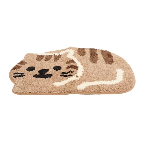 Yardenfun Cartoon Teppich mit Rutschfester Unterseite Saugfähige Bodenmatte für Badezimmer und Wohnzimmer Niedlicher Katzen Design Teppich in Khaki Weicher Dekorativer Absorber für von Yardenfun