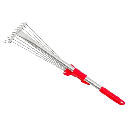 Yardenfun Einstellbarer Gartengabelrechen aus Rostfreiem Metall Langlebig und Robust zum Lockern Glätten und Verteilen von Erde im Garten und Blumenbeetbereich für Gartenpflege und von Yardenfun