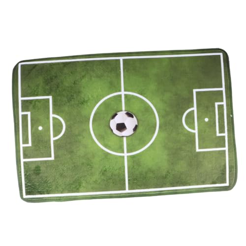 Yardenfun Flanell Teppich Matte Fußballfeld Design rutschfest Weiche Bodenmatte für Schlafzimmer Wohnzimmer Badezimmer Grün Komfortabel Langlebig von Yardenfun