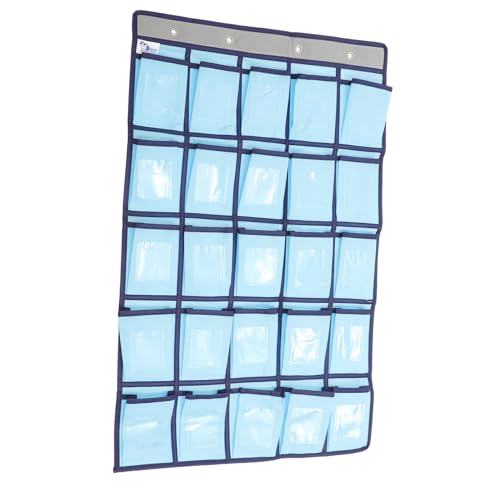 Yardenfun Hängende Handy Aufbewahrungstasche für Tür und Wand Fächer Organizer mit Sichtfenster für Schule Klassenzimmer und Zuhause aus Hochwertigem Langlebigem Vliesstoff Hellblau von Yardenfun