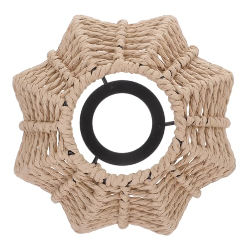 Yardenfun Handgefertigter Handgewebter Papierseil Lampenschirm Vielseitiger Boho Pendelleuchte Lampenschirm für Schlafzimmer Restaurant Büro und Wohnbereich Cremefarben Kreative Hängelampe von Yardenfun
