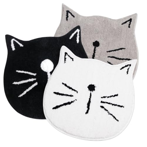 Yardenfun Katzenform Badematte Saugfähige rutschfeste Badezimmermatte mit Weichem Frottee für Bad Schlafzimmer und Wohnzimmer Wasserabsorbierend Druckentlastend und Sicherer Stand von Yardenfun