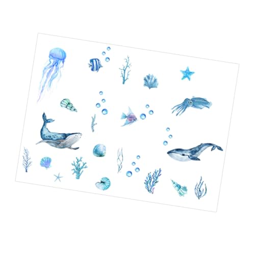 Yardenfun Kinderzimmer Wandtattoo Badezimmer Sticker Fliesen Tiere Badewannen Aufkleber Meerestiere Selbstklebend Unterwasserwelt Dekoration von Yardenfun
