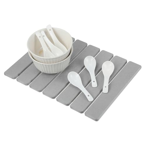 Yardenfun Abtropfmatte Für Geschirr Aus Kieselalgenschlamm Saugfähige Und Schnelltrocknende Küchenunterlage Faltbare Matte Für Theke Schüsseln Tassen Und Teller von Yardenfun