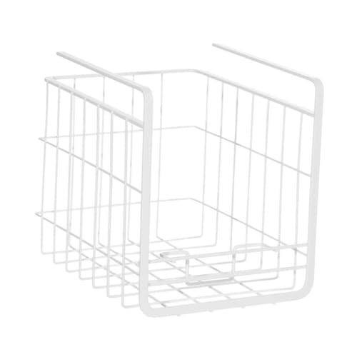 Yardenfun Küchen Hängekorb aus Weiß Langlebiger Drahtkorb mit Gelochtem Design Einfach zu Montierendes Snack Aufbewahrungskörbchen für Schrank Vielseitiges Organizer Regal für Büro und von Yardenfun