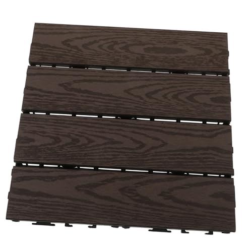 Yardenfun Kunststoff Terrassenfliesen Rutschfeste Klickfliesen für Garten Balkon und Terrasse Wetterfester Bodenbelag mit Holzoptik Einfache Installation ohne Werkzeuge für Außenbereiche von Yardenfun