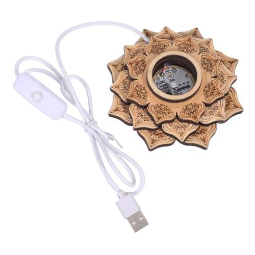 Yardenfun LED Lichtbasis Holz Lotusform USB Betriebene Nachtlicht Basis mit Farb LED Stabiles Design für Kristallkugeln Schneekugeln und Dekorative Kunstwerke Eleganter Schreibtisch von Yardenfun