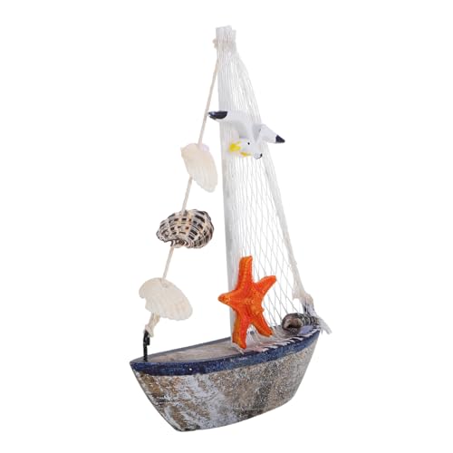 Yardenfun Mediterranes Miniatur Segelboot Modell Deko Vintage Nautisch Rustikal Tischornament für Büro Wohnzimmer Schlafzimmer Detailgetreue Küstenstil Dekoration mit Seestern Akzent von Yardenfun