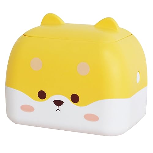 Yardenfun Multifunktionaler Tischmülleimer mit Deckel Niedlicher Cartoon Abfallbehälter und Papierhandtuchspender Kompakter Desktop Organizer für Büro Küche und Badezimmer Gelb von Yardenfun
