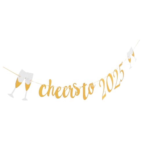 Yardenfun Neujahrsbanner Glitzerndes Partybanner aus Papier mit Schimmernden Buchstaben Einfache Montage Luxuriöses Design für Festliche Dekoration Wiederverwendbar für Silvesterfeier von Yardenfun