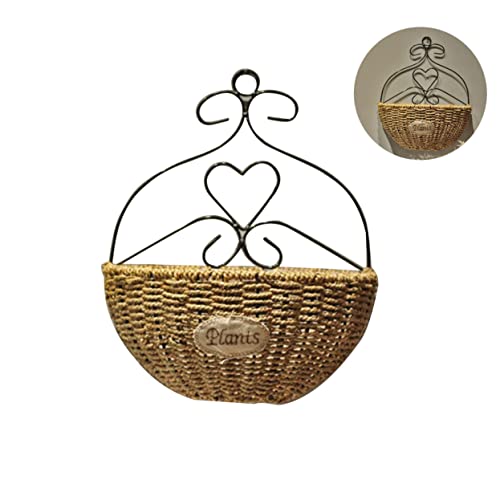 Yardenfun Hängender Blumenhalter Herzstück rustikaler Eimer Metalldekor für den Außenbereich Anlage einmachgläser Wandblumenkorb Blumenkorb zur Wandmontage Rattan Wandbehang Pflanzenkorb von Yardenfun