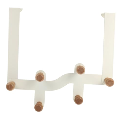 Yardenfun Over The Door Organizer mit Stabilen Holz-haken Platzsparender Kleiderhaken für Schlafzimmer und Bad Einfache Montage ohne Bohren Robuste Türgarderobe in Elfenbeinweiß von Yardenfun