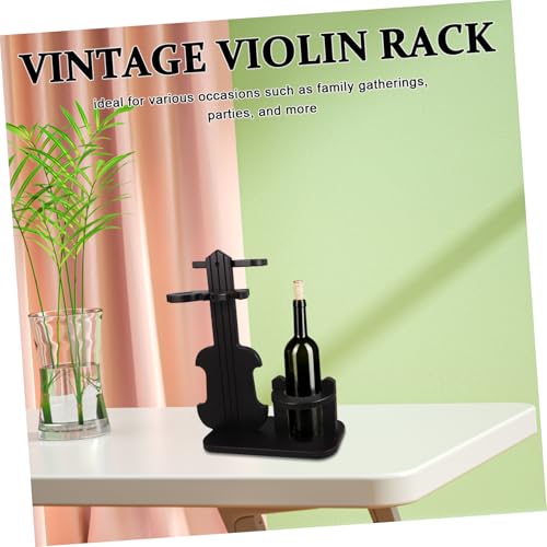 Yardenfun Retro Geigenförmiges Weinregal aus Holz Vintage Flaschenhalter Stehend und Arbeitsplatte für Rotweinflaschen und Weingläser Aufbewahrung und Präsentation für Zuhause und Partys von Yardenfun