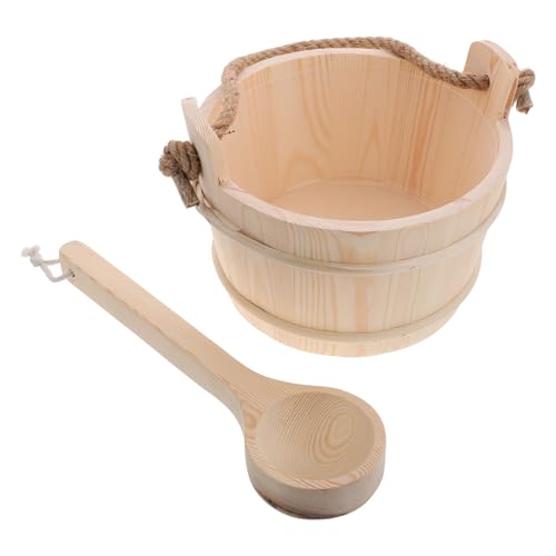Yardenfun Sauna Eimer Set mit Kelle für Dampfbad und Spa Robustes Saunazubehör aus Natürlichem Kiefernholz Vielseitig Nutzbar für Sauna Dusche und Fußbad Sicher und Tragbar von Yardenfun