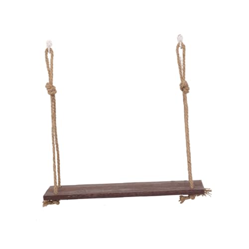 Yardenfun Schweberegal aus Holz mit Juteseil Stufige Wandregal für Blumen Fotos und Dekorationen Dunkelbraun Robustes Design für Vielseitige Einrichtungsstile von Yardenfun