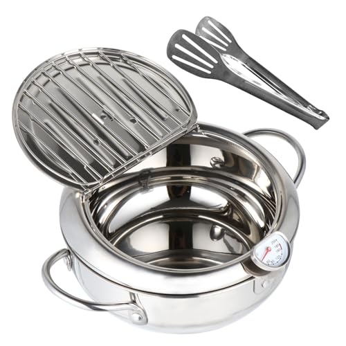 Yardenfun Tempura Fritteuse Mit Regelbarer Temperatur Frittiertopf Kleine Bratpfanne Brattopf Fritteusen Fritteuse Frittierpfanne Dash Kleine Fritteuse Kochen Silber von Yardenfun