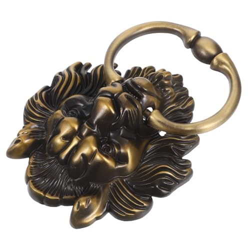 Yardenfun Türgriff Dekor Schrankgriffe Antiker Türklopfer Retro Möbelknöpfe Schwerer Türklopfer Löwenringgriff Löwenfrontgriff Antiker Löwenkopf Türgriff Zinklegierung Dunkelgrün von Yardenfun