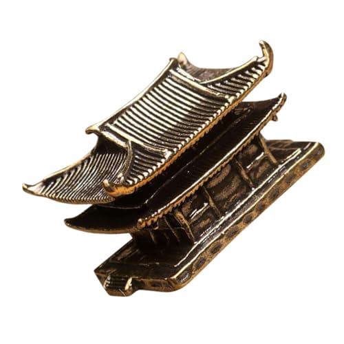 Yardenfun Vintage Messing Pagodenfigur Handgefertigte Miniatur Asiatischer Gartenstatue Kunstvolles Zen Ornament für Wohnzimmer Inneneinrichtung Pavillon Dekoration mit Retro Flair von Yardenfun