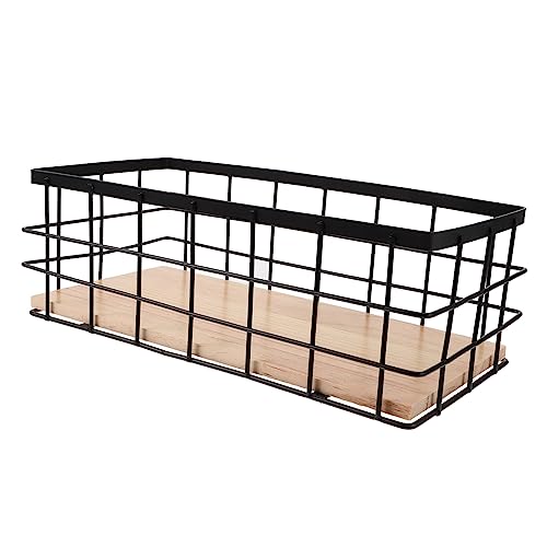 Yardenfun Badezimmer Aufbewahrungskorb Mit Holzbrett Wandmontiertes Regal Ordnungshelfer Für Kleinigkeiten Kosmetika Und Büromaterial Platzsparendes Design von Yardenfun