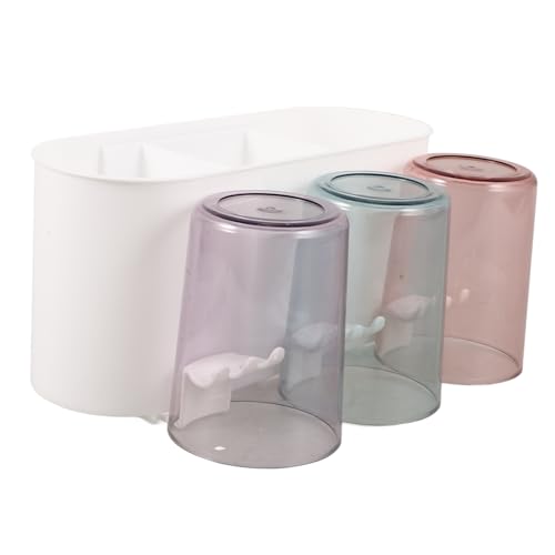 Yardenfun Wandmontierter Aufbewahrungsbehälter Für Zahnbürsten Und Tassen Badezimmer-aufbewahrungsregal Aus Abd-Material Transparent Familienset Mit Bechern Platzsparend Für Haushalt von Yardenfun