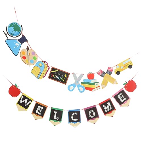Yardenfun Welcome Banner Back To School Dekoration Teiliges Party Willkommensbanner aus Papier Kreative für Klassenzimmer Zuhause Outdoor Fotohintergrund Einschulung Deko Jungen von Yardenfun