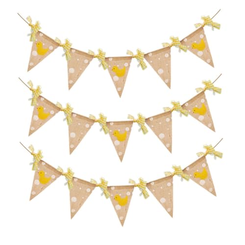 Yardenfun Wimpelkette mit Kleinem Gelben Enten Langlebiges Partybanner für Kindergarten und Kindergeburtstagsdekoration Wiederverwendbare Rustikale Baumwollgirlande für Festliche Fotos und von Yardenfun