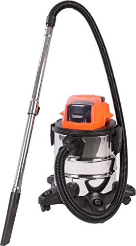 Yard Force 20V Nass-Trockensauger LW CVC1 mit 20 V / 4.0 Ah Lithium-Ionen Akku, 20 Liter Edelstahlbehälter, Edelstahl, Silber, 200 W, 20 liters von Yard Force