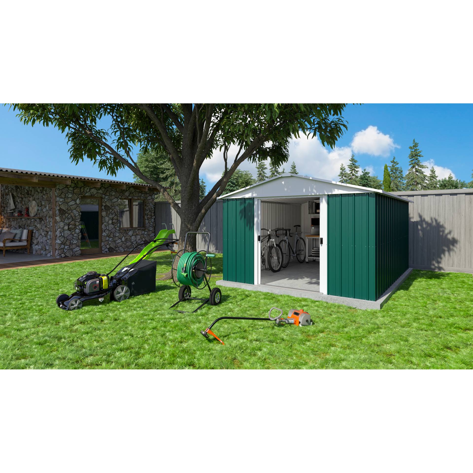Yardmaster Metallgerätehaus 'Bayern 1013GEYZ' grün 303 x 396 x 202 cm, mit Bodenrahmen Yardmaster Metallgerätehaus 'Bayern 1013GEYZ' grün 303 x 396 x 202 cm, mit Bodenrahmen von Yardmaster