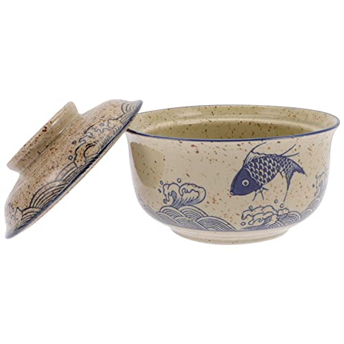 Japanischer Stil Keramikschale Ramenschüssel mit Deckel, japanische Müslischalen, Mikrowelle, Sicherheit für Suppe, Reis, Nudelbrei, von Yardwe