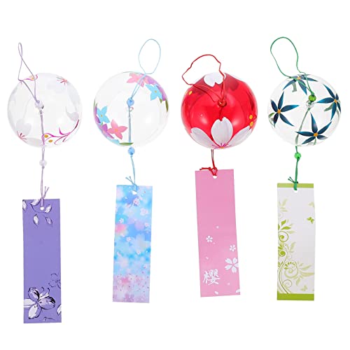 Windspiele 4 Stück Glas-Windspiele Metall-Windspiele Rasenornament Japanische Dekorationen Windglocke Für Musikalische Windspiele Romantische Windspiele Glashandwerk Ornamente von Yardwe