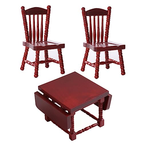Yardwe 1 Satz Puppenstuben-klapptisch Und Stuhl-Set Spielzeugtische Und -stühle Passen Schlafzimmer Zubehör Tische Und Stühle Anzug Mini-tische Und Stühle Passen Brown Hölzern von Yardwe