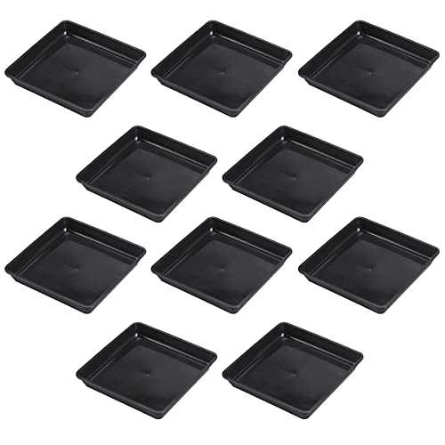 Yardwe 10 STÜCKE Quadrat Pflanze Untersetzer für Blumentöpfe aus Kunststoff Untertassen für töpfe Pflanzen Untersetzer für Halten Wasser Tropfen 15 x 15 x 2,8 cm (Schwarz) von Yardwe