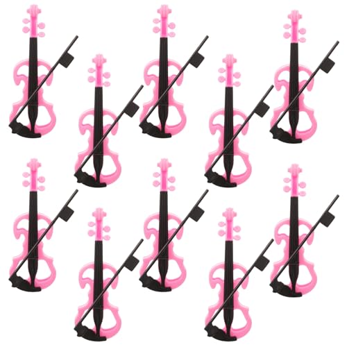 Yardwe 10 Stück Miniatur-Geigenmodell Kunststoff-Miniatur-Geigenspielzeug Mini-Musikinstrument-Modell Puppenhaus-Möbel Ornament Für Puppenhaus Feengarten-Dekoration Rosa von Yardwe