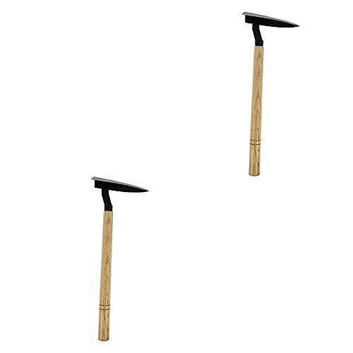 Yardwe 2 STK Dreieckige Holzhacke Dreieckige Hacke Dreieckige Unkrauthacke Geschweißte Gartenhacke Koreanische Handhacke Multitools Gartenhacke Hacke Graben Hacke Metall Hölzern Handlich von Yardwe