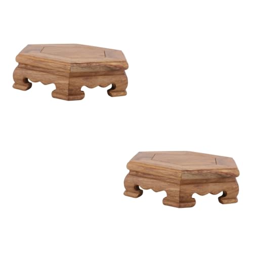Yardwe 2 Stck Holzsockel Sechseckiger Dekorativer Blumenständer Runde Blumentopf Basis und Kristallkugel Pedestal Handgefertigter Natürlicher Display Ständer für Wohnraumgestaltung von Yardwe