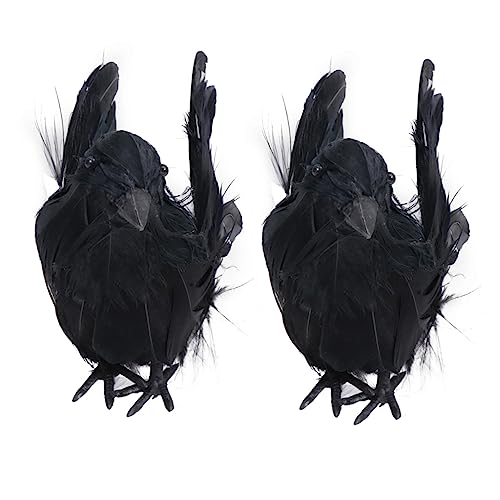 Yardwe 2 Stück Halloween Deko Krähen Figur Desktop Dekoration Handgefertigt Umweltfreundlich Wiederverwendbar Kreative Halloween Ornamente für Haus Büro von Yardwe