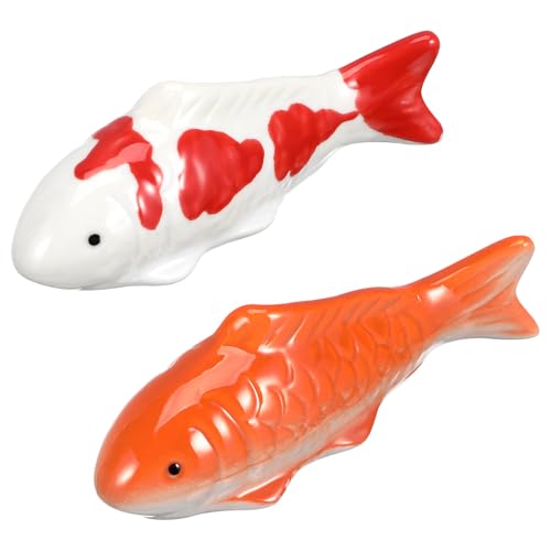Yardwe 2 StüCk Schwimmende Keramik Fische FüR Teich, Miniteich Und Garten - Koi Fische Deko FüR Badezimmer Und Outdoor Yardwe 2 StüCk Schwimmende Keramik Fische FüR Teich, Miniteich Und Garten - Koi Fische Deko FüR Badezimmer Und Outdoor von Yardwe
