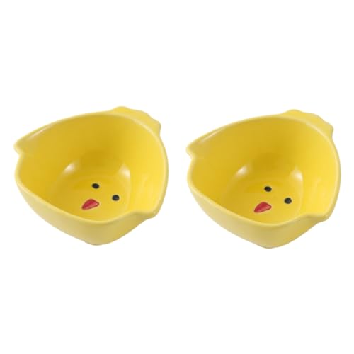 Yardwe 2 Stück Keramik futternapf mit Hühner Motiv Langlebiges Leicht zu Reinigendes Futterbecken für Kleintiere Größere Kapazität Sicheres Material als Haustier futterschale von Yardwe
