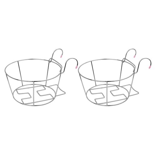 Yardwe 2st Blumentopfständer Aus Edelstahl Übertopf Aus Metall Für Die Veranda Hängender Geländerkorb Balkon Blumentopf Eimer Aus Metall Rostfreier Stahl Der Zaun Ausstellungsstand von Yardwe