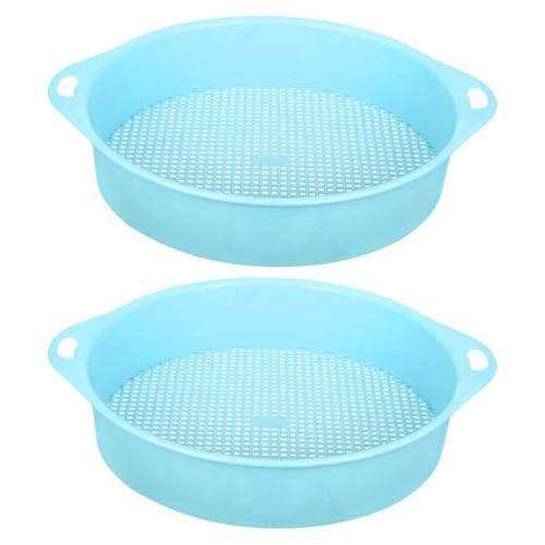 Yardwe 2-teiliges Gartensieb: Runde Gartenerde-Siebpfanne, Kunststoff-Gartenerde-Siebpfanne, Sandsieb, Kompost-Stein-Schmutzsieb für kleinen Kiessand von Yardwe