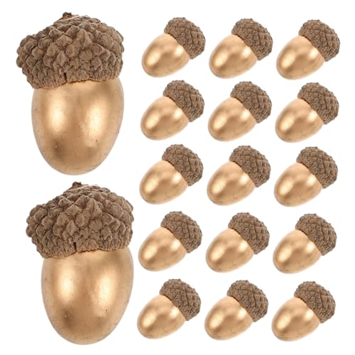 Yardwe Künstliche Eicheln Kastanien Deko 25 Stück Goldene Simulation Nüsse Vintage Fotografie Requisiten Weihnachtsdeko für Tisch Hochzeit Schaufenster Langlebig Farbintensiv von Yardwe