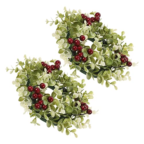 Yardwe 2st Kerzengirlande Gefälschter Blattkranz Kerzenringe Kerzenblattring Deko Ring Für Stabkerzen Kerzenständer Mini Grüner Kranz Geschenk Amerikanischer Stil Teelicht Pe (kunststoff) von Yardwe