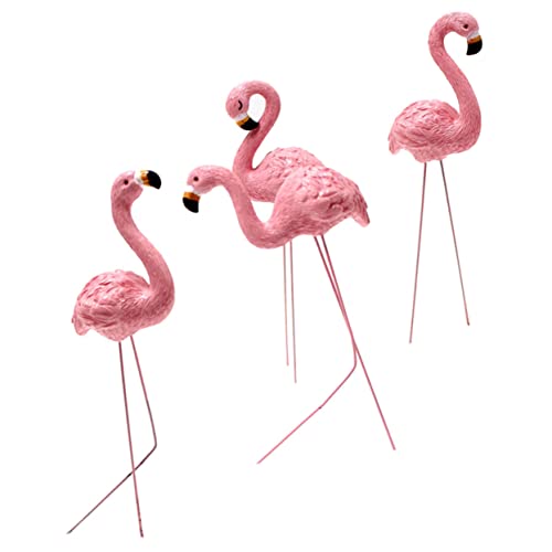 Yardwe 4 Stück Flamingo-mikrolandschaft Kleine Flamingo Figur Flamingo-gartendekoration Deko Pflanzenstecker Sukkulenten-Bonsai-dekore Tropische Partydekoration Kleiner Bonsai Kuchen Harz von Yardwe