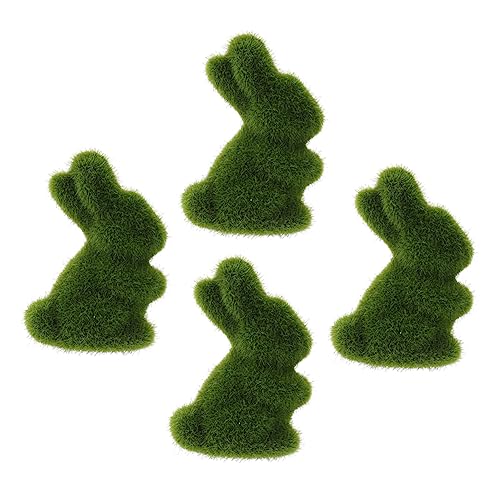 Yardwe 4 Stück Osterhase Beflockter Hase Mini Tierfiguren Für Den Garten Kaninchen Aus Künstlichem Moos Ostermoos Kaninchen Kunstrasen Gras Kaninchen Grünes Kaninchen Schaum Bonsai Eier von Yardwe